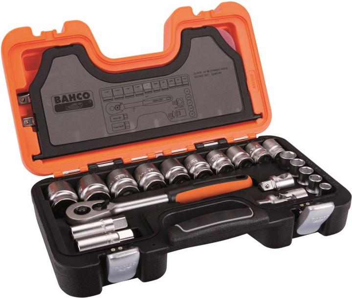 Actual product image Bahco 1/2"-Steckschlüssel-Satz, zöllig, Sechskant, inklusive Umschaltknarre - 23-teilig (16 mm)