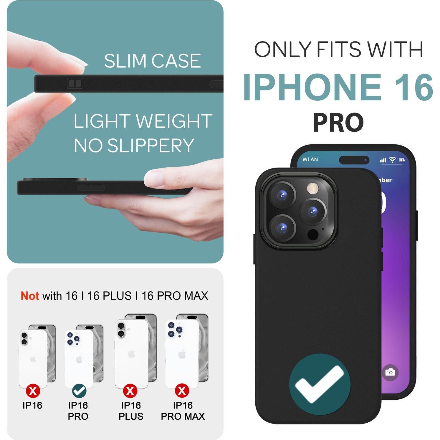 Thumbnail - Nalia Matt Silikon Hülle (Apple iPhone 16 Pro), Smartphone Hülle, Schwarz