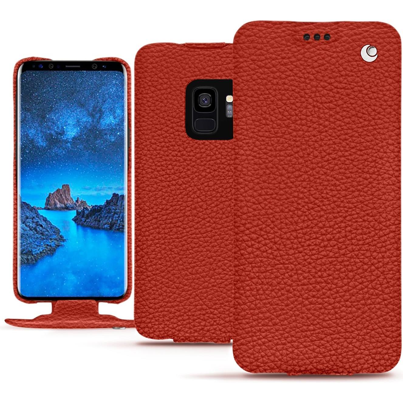 Noreve Lederschutzhülle vertikal (Samsung Galaxy S9), Smartphone Hülle, Orange
