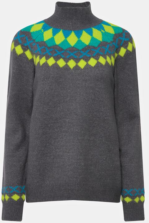 Produktbild Laurasøn Norweger-Pullover, farbige Muster, Stehkragen, Raglan-Langarm (M)