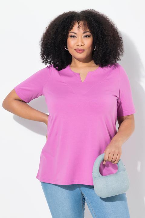 Immagine prodotto Ulla Popken T-shirt dal taglio svasato con scollo a tunica e mezze maniche (42, 44)