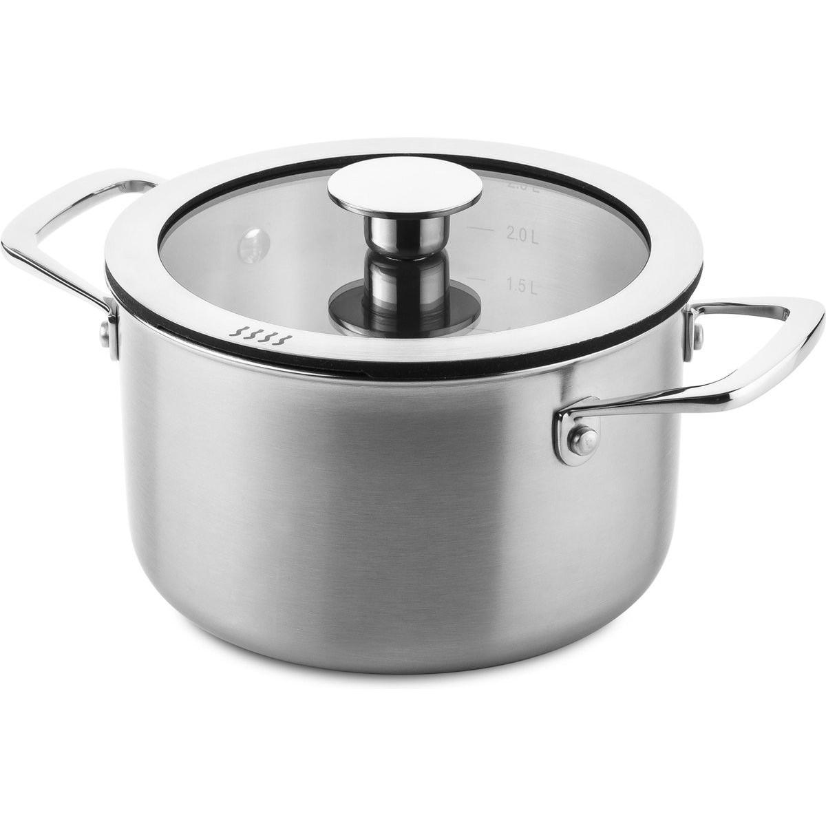 Ducq Kookpan Downdraft a 3 strati da 18 cm DU110118, Padella + Pentola, Argento