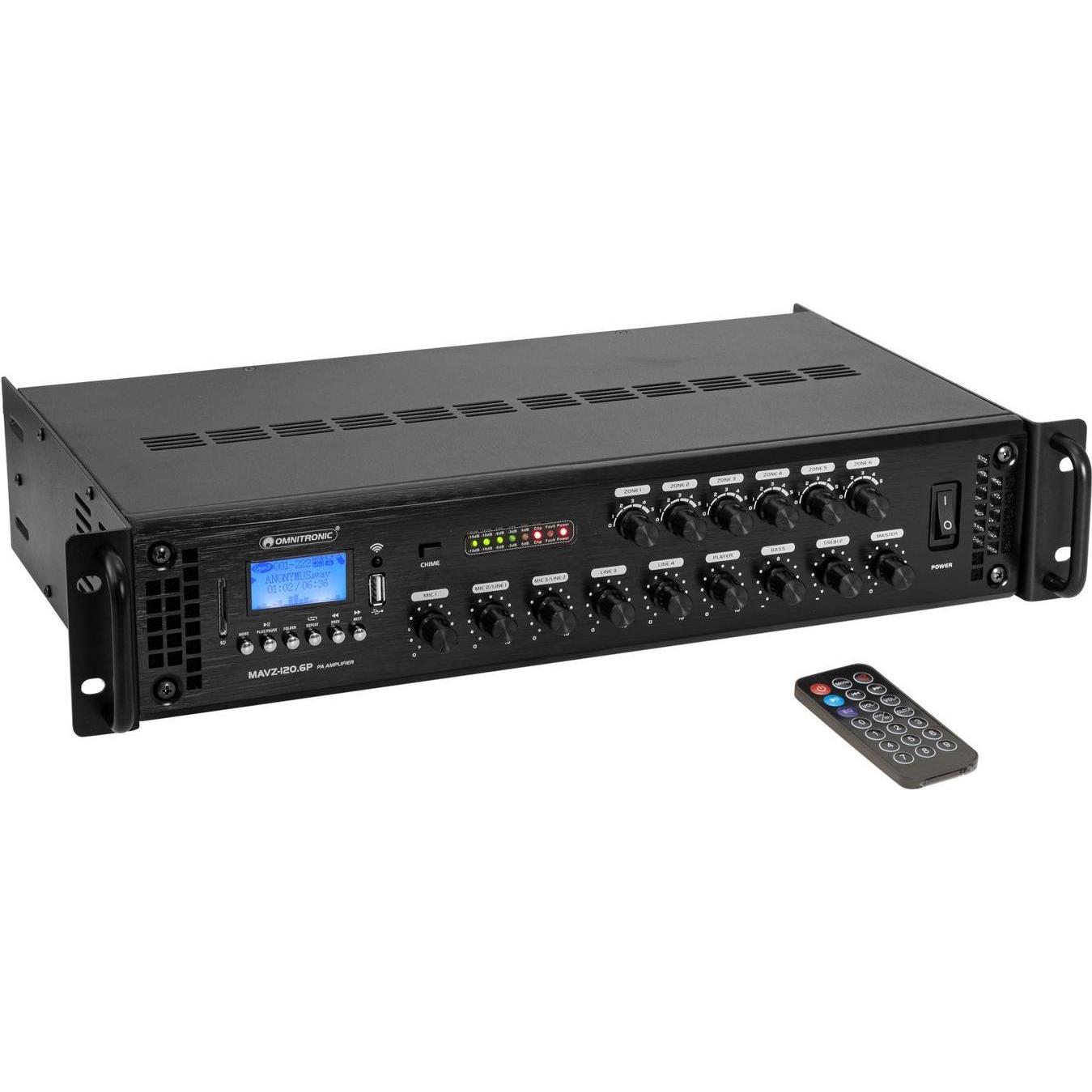 Omnitronic MAVZ-120.6P ELA-Mischverstärker, Bluray Player + DVD Player