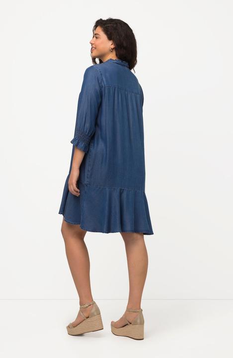 Immagine prodotto Ulla Popken Abito in lyocell con effetto jeans, scollo a tunica e maniche a 3/4 (46, 48)
