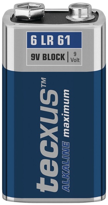 Actual product image Tecxus 9 Volt Block - Battery 9V - Alkaline (1 pcs., 9V Block, 550 mAh)