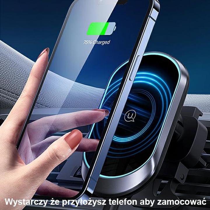 Actual product image Usams Magnetyczny uchwyt indukcyjny Wireless Charging 15W do kratki went. czarny/black CD182ZJ01 (US