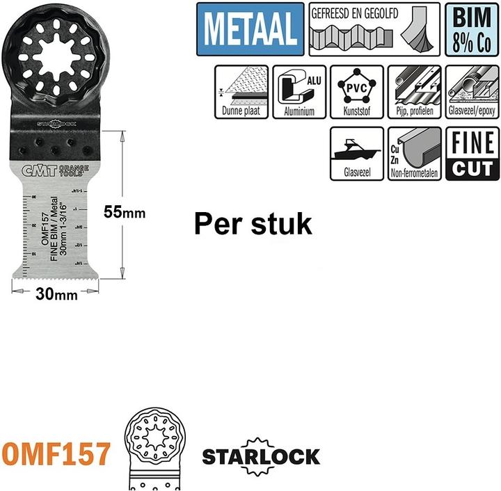 Produktbild CMT OMF157-X1 Multitoolsägeblatt mit Feinschnitt für Metall 30 mm 1 Stück