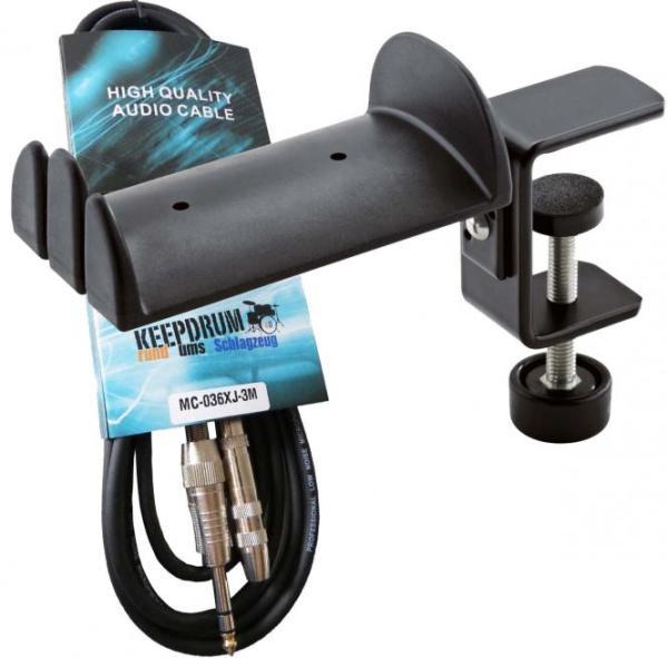 K&M 16090 Kopfhörerhalter mit Kopfhörerverlängerungskabel