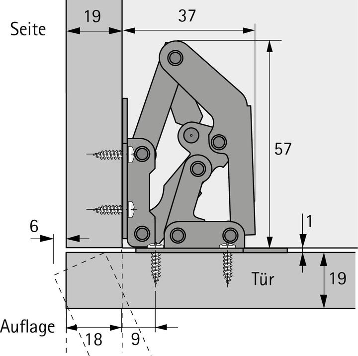 Actual product image Hettich Charnière à visser sans ressort