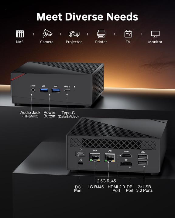 Image du produit NiPoGi Mini PC AM06 PRO mit Ryzen 7 5825U, WiFi 6 und 4K Triple Display (512 Go, 32 Go, AMD Ryzen 7 5825U)