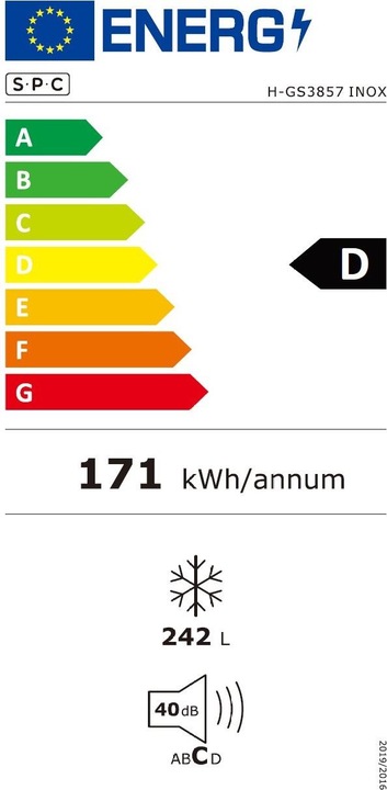 Label énergétique SPC H-GS3857 (Autonome, 242 l)