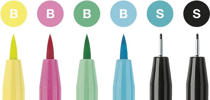 Immagine prodotto Faber-Castell Pitt ArtistPen Handlettering (Blu, Giallo, Verde, Pink, Nero, Turchese, 6 x)