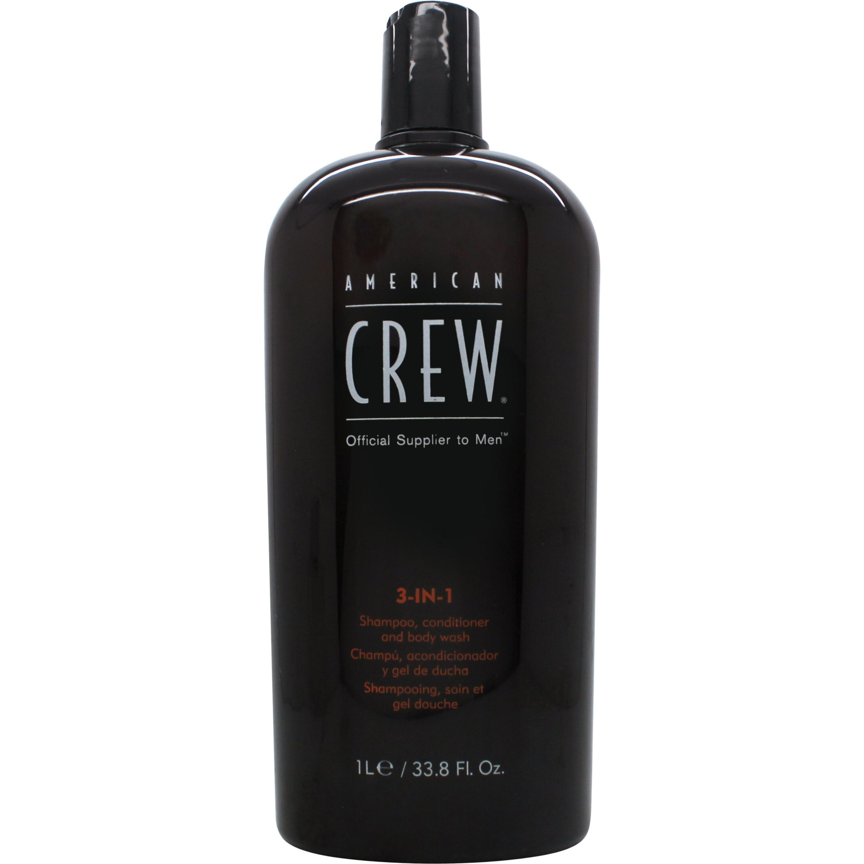 American Crew, Shampoo, 3-in-1 Shampoo, Conditioner & Body Wash 1000ml (1000 ml, Flüssiges Shampoo)