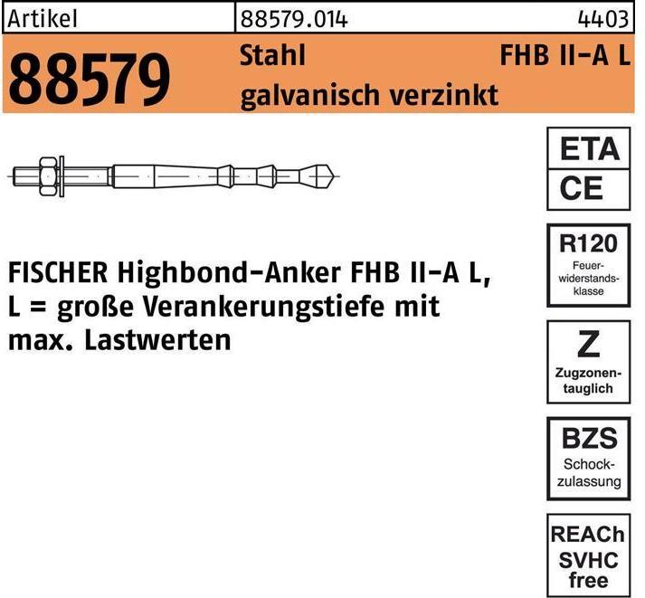 Actual product image Fischer Highbond anchor R 88579 M 10 x 95/ 60 galvanised steel (10 pcs.)
