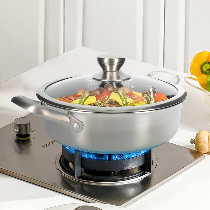 Actual product image Cheffinger Frying pan made of premium stainless steel with non-stick coating in honeycomb shape with lid 24cm (Frying pan, Stainless steel)