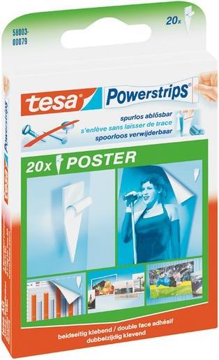 Actual product image tesa Powerstrips POSTER, 200g holding power, 20x double-sided adhesive strips (15 mm, 0.20 kg)