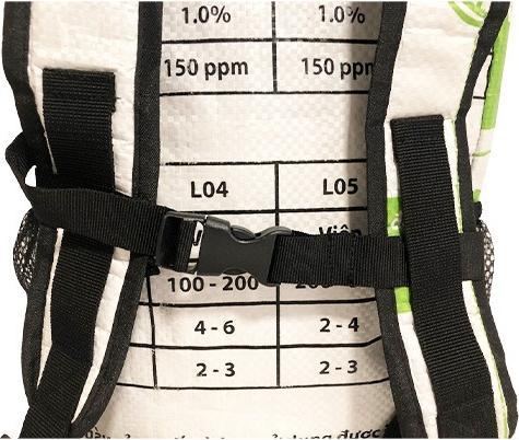 Produktbild Bekos Upcycling - Kinderrucksack aus recycelten Fischfuttersäcke grüner Fisch Small