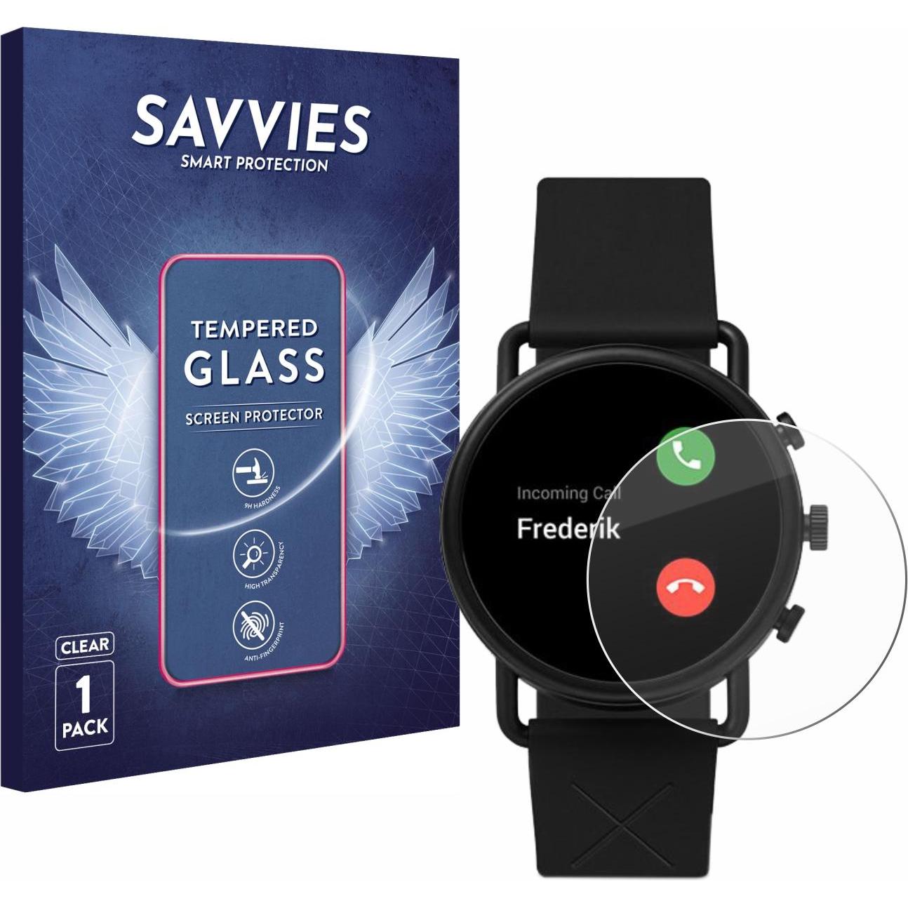 Savvies Panzerglas Hartglas Displayschutz, Smartwatch Schutzfolie, Transparent