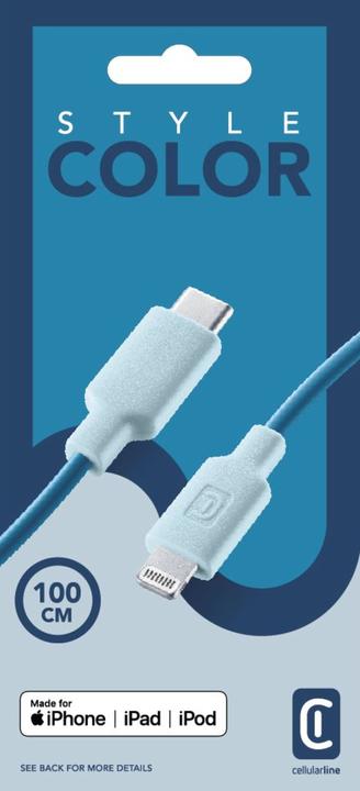 Produktbild Cellularline Stylecolor Cable 100cm - USB-C to Lightning (1 m, USB 3.2 Gen 1)