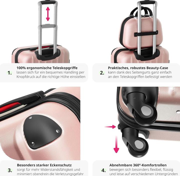 Image du produit tectake 800763 Set de valises or rose | N° 403409 (90 l)