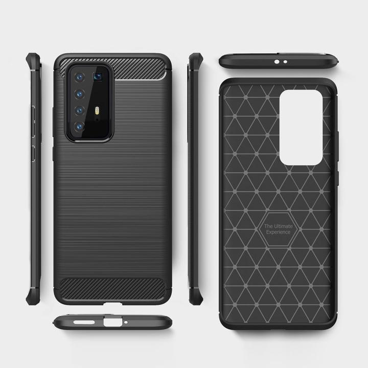 Produktbild König Design Hülle Handy Schutz für Huawei P40 Pro Case Cover Bumper Carbon Optik Schwarz (Huawei P40 Pro+)