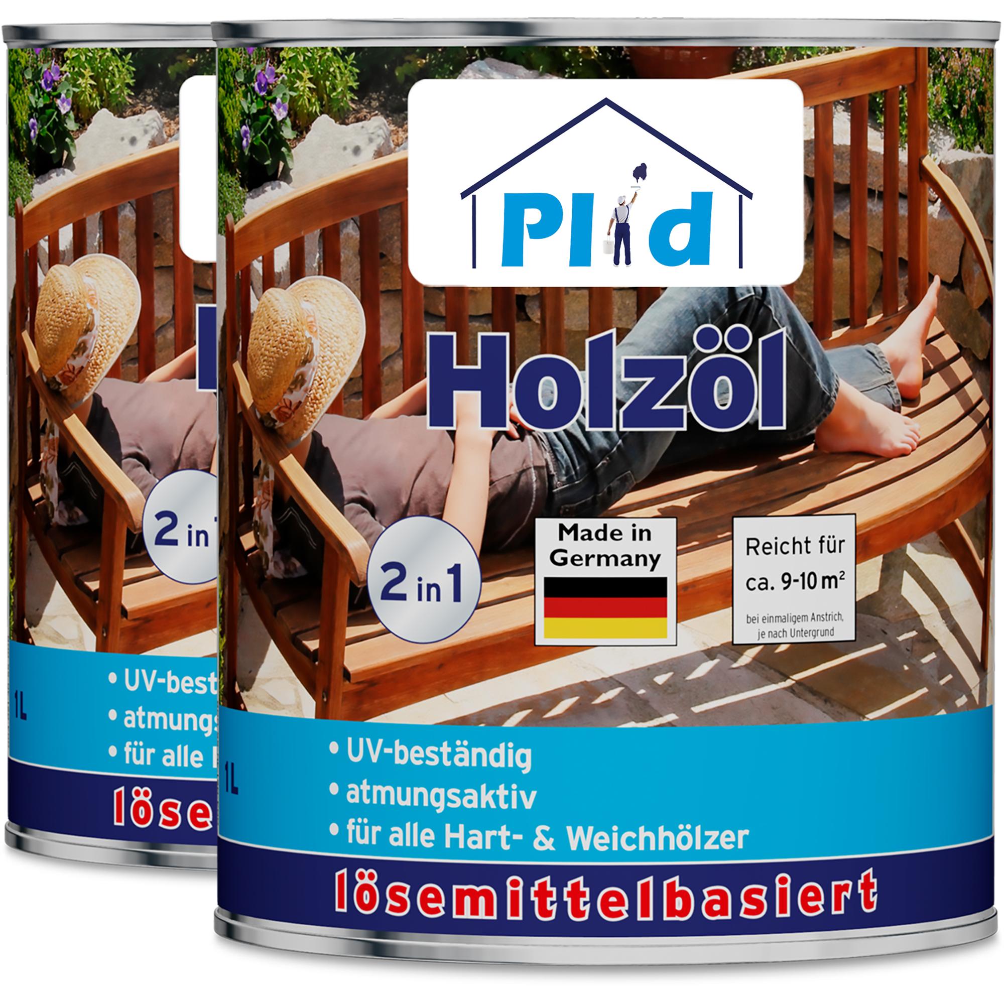 Thumbnail - Plid, Holzschutz + Holzpflege, Holzöl 2L, für ca. 10m² / Holzschutz Imprägnier Pflegeöl Gartenmöbel (Bankirai, 2 l)