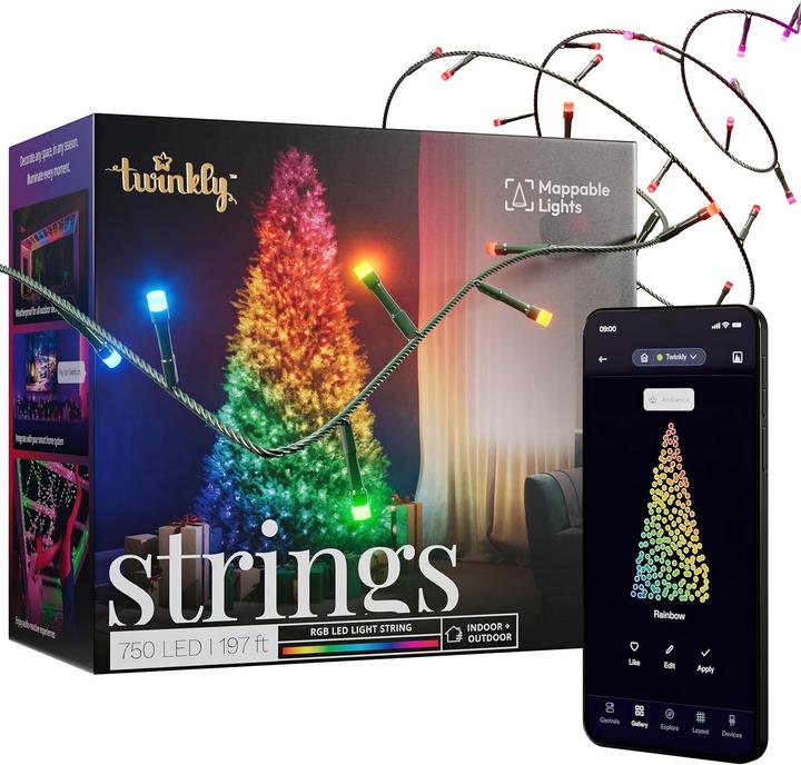 Twinkly Strings - 750 RGB Lights String Black Wire Plug Type F (60 m)