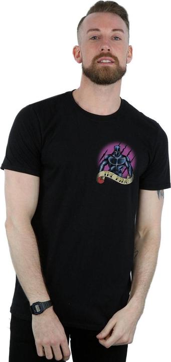 Actual product image Mens Black Panther Tattoo Breast Print T-Shirt (S)