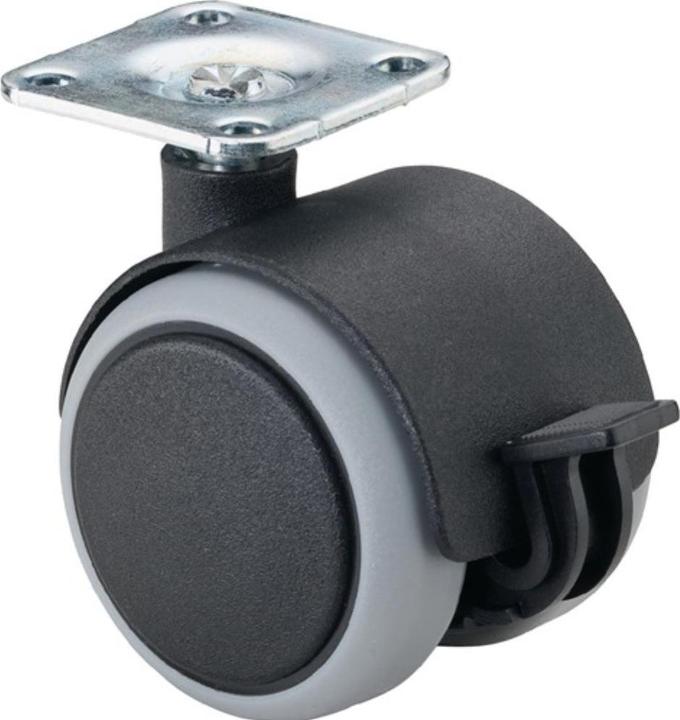 Productafbeelding BS Rollen Plastic dubbel zwenkwiel met rem Wiel Ø 50 mm Draagvermogen 50 kg met opschroefbare plaat met fix...