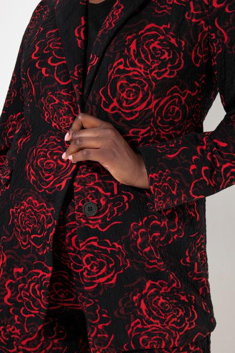 Immagine prodotto Ulla Popken Blazer in jersey jacquard con revers e design floreale (42)