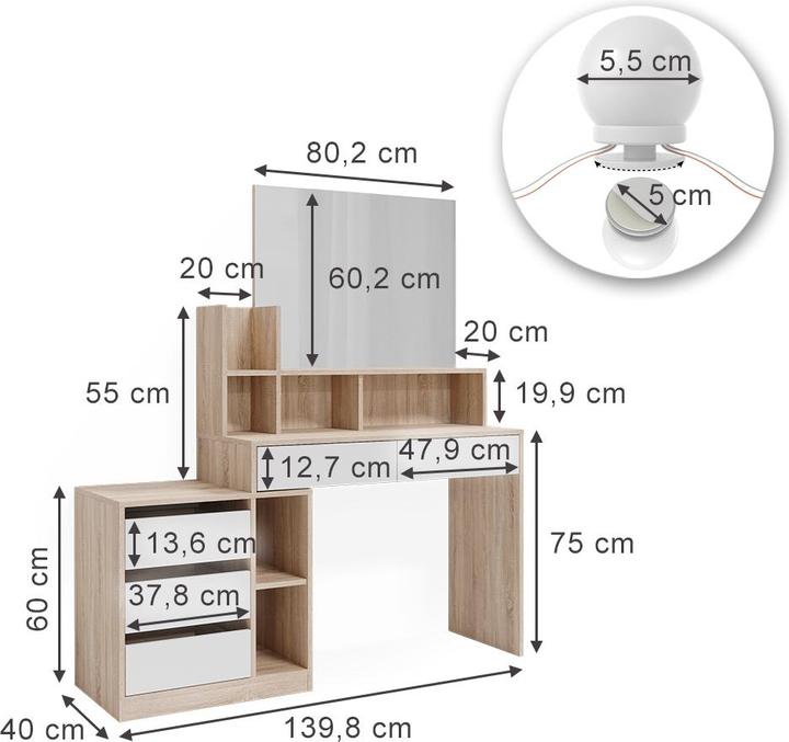 Image du produit Vicco Anja avec éclairage LED (139.80 x 40 x 115 cm)