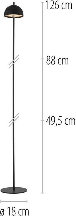 Produktbild Just Light LED Stehlampe SW-BELLIS Akku AKKU USB, Dimmbar Touchdimmer (320 lm)
