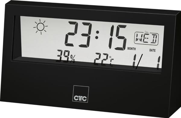 Actual product image Clatronic CTC WSU 7022 multifunctional weather station with clock and transparent LCD display, data memory for