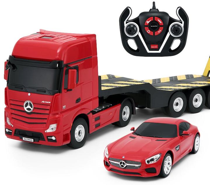 Produktbild Rastar truck with car RC Mercedes-Benz Actros Red/Yellow/Silver, 74940