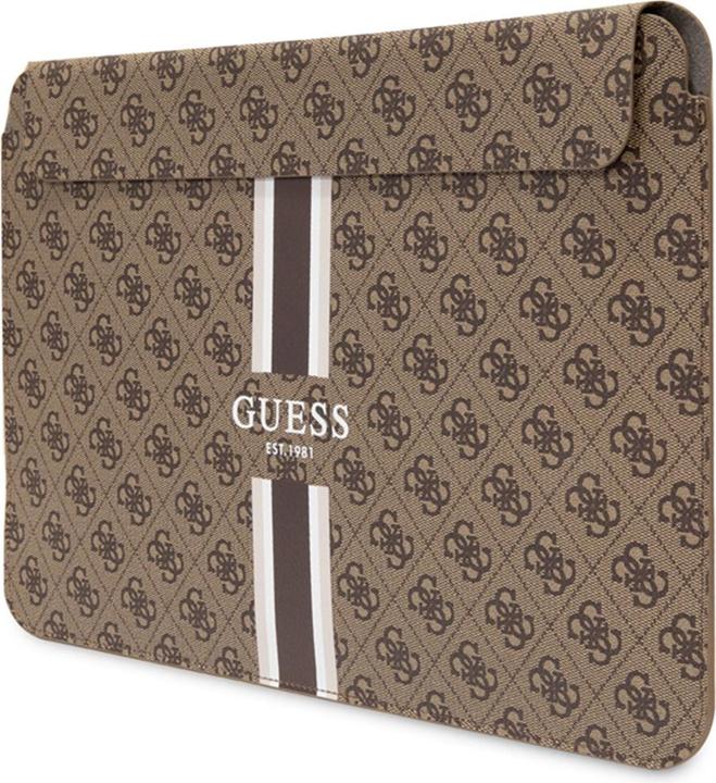 Actual product image Guess PU 4G Computer Sleeve with Printed Stripes, 16 Inch, Brown (16", Universal)