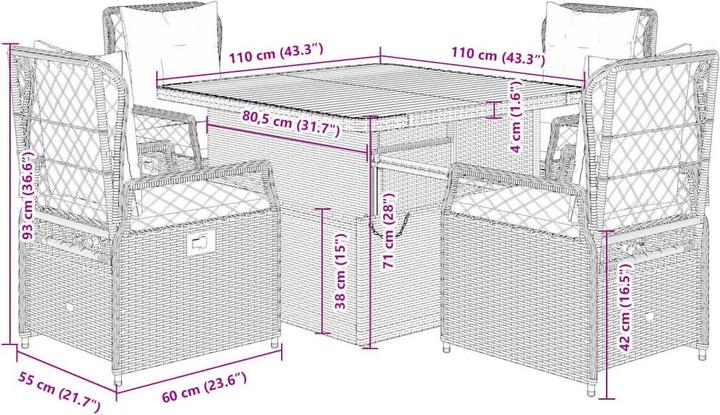 Produktbild vidaXL Garten Essgruppe