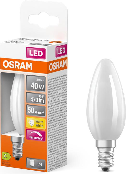 Immagine prodotto Osram 4099854066085 LED EEK C (A - G) E14 a forma di candela 2,9 W = 40 W Bianco caldo (Ø x (E14, 2.90 W, 470 lm, 1 x, C)
