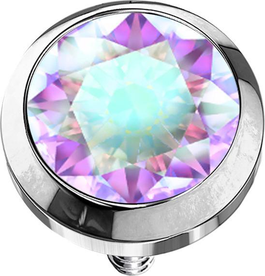 Actual product image Star Piercing Dermal Anchor silver with crystal multicolour (without brass, Titanium)