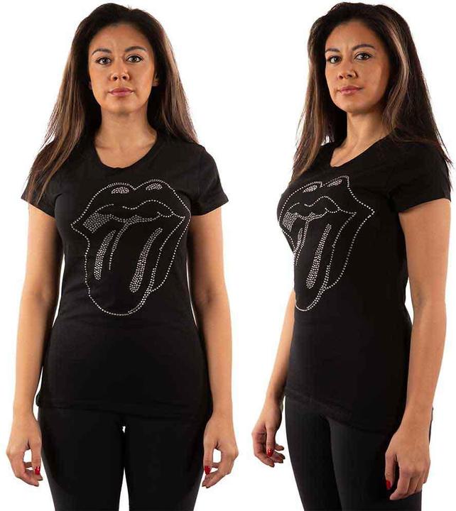 The Rolling Stones Tongue (Black, Diamante) (Girlie)