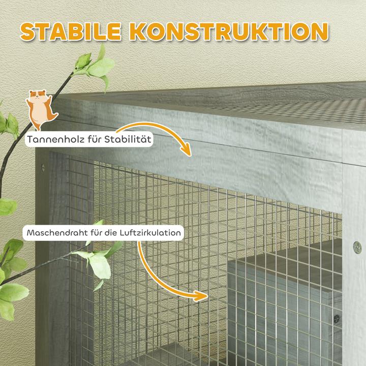 Image du produit PawHut Zwerghamsterkäfig Tannenholz Grau