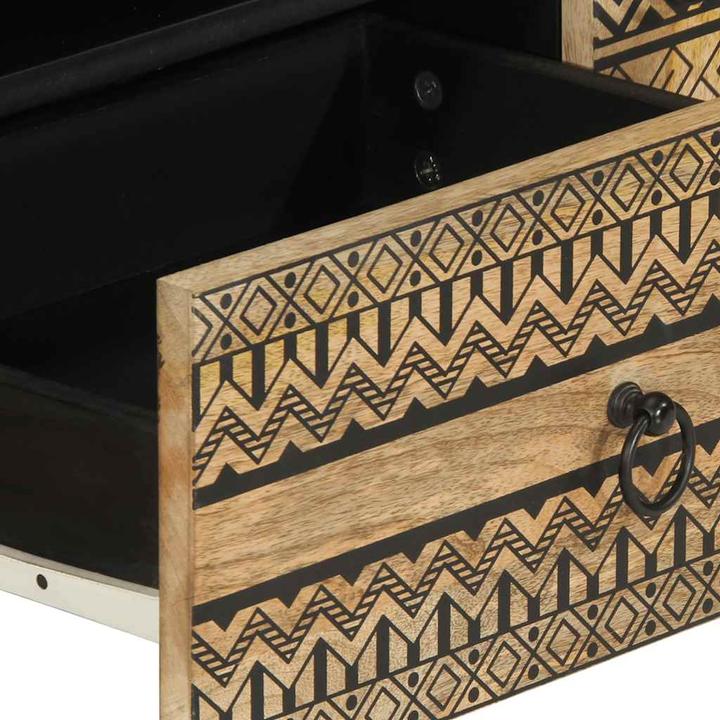 Produktbild VidaXL TV Schrank Lowboard Fernsehschrank Fernsehtisch Schwarz Raues Mangoholz (105 x 33.5 x 46 cm)