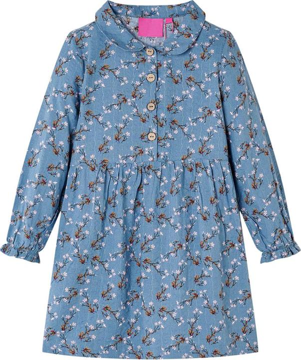 Produktbild vidaXL Kinderkleid mit Langen Ärmeln Petrolblau 116,Material: 50 (116)