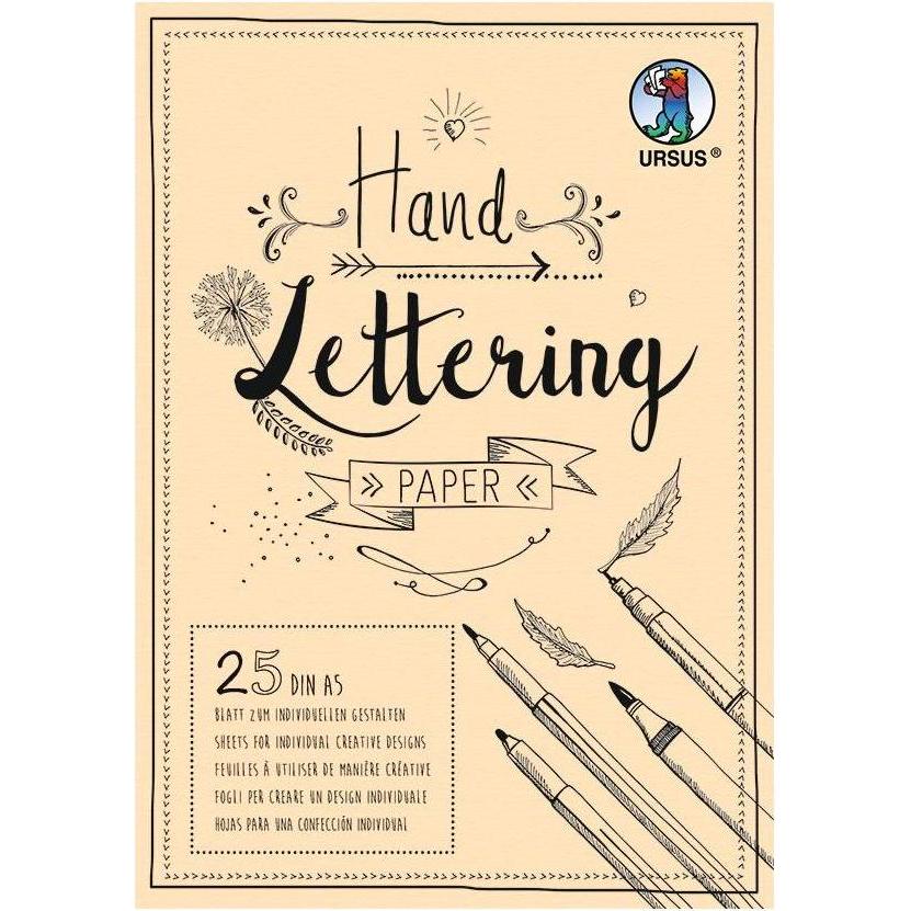 Ursus, Heft + Block, Zeichenblock Handlettering A5, 210 g/m², 25 Blatt, Creme (A5)