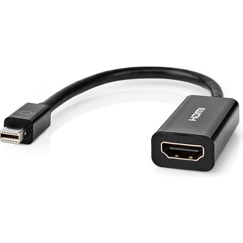 Nedis 0,2 m Mini DisplayPort (Mini DP, 20 cm), Data + Video Adapter, Schwarz
