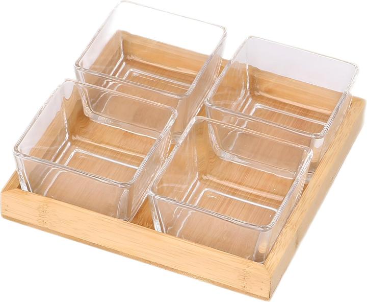 Actual product image Cheffinger 4er Set Glasschalen Bambusboden
