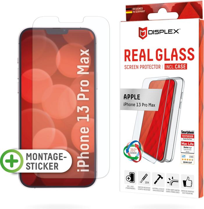 Produktbild Displex Real Glass, 2D Panzerglas + Handyhülle (1 Stück, Apple iPhone 13 Pro Max)