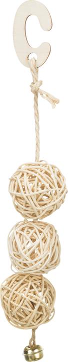 Trixie 3 Rotan Ballen Met Bel Aan Touw Naturel