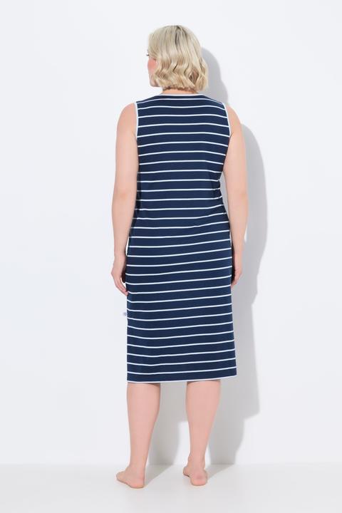 Immagine prodotto Ulla Popken Camicia da notte a righe con taglio smanicato, ricami e scollo a girocollo (42, 44)