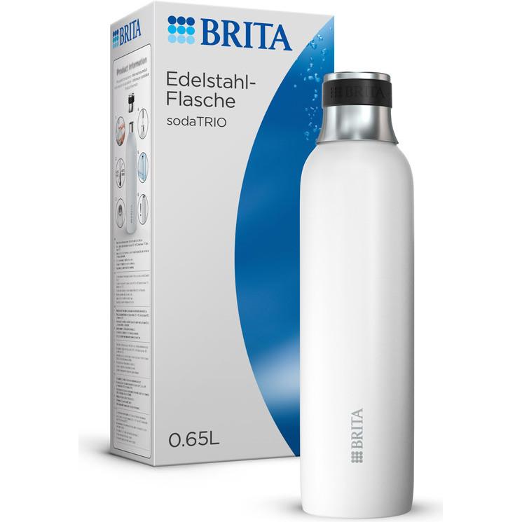 Brita sodaTRIO Edelstahlflasche, Wassersprudler Zubehör, Weiss