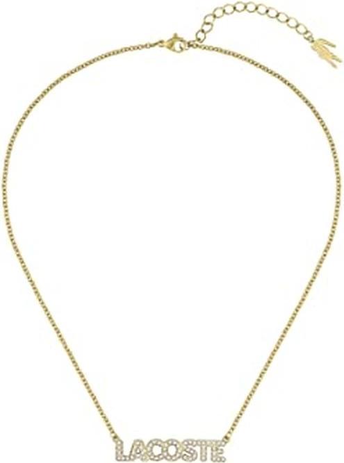 Actual product image Lacoste Script Necklace with Crystal Accents and Lobster Clasp (Yellow gold ion coating, 41 - 46 cm)